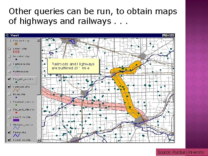 Other queries can be run, to obtain maps of highways and railways. . .