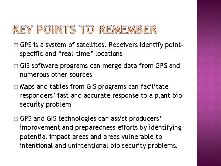 � GPS is a system of satellites. Receivers identify pointspecific and “real-time” locations �
