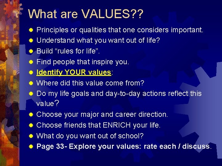 Discuss Values WarmUp Describe your culture ethnicity gender and age