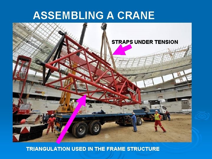 ASSEMBLING A CRANE STRAPS UNDER TENSION TRIANGULATION USED IN THE FRAME STRUCTURE ASSEMBLING A CRANE STRAPS UNDER TENSION TRIANGULATION USED IN THE FRAME STRUCTURE