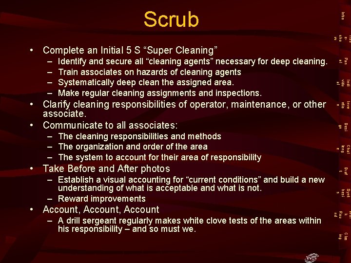 Intro Scrub Trad esho w • Complete an Initial 5 S “Super Cleaning” Wor