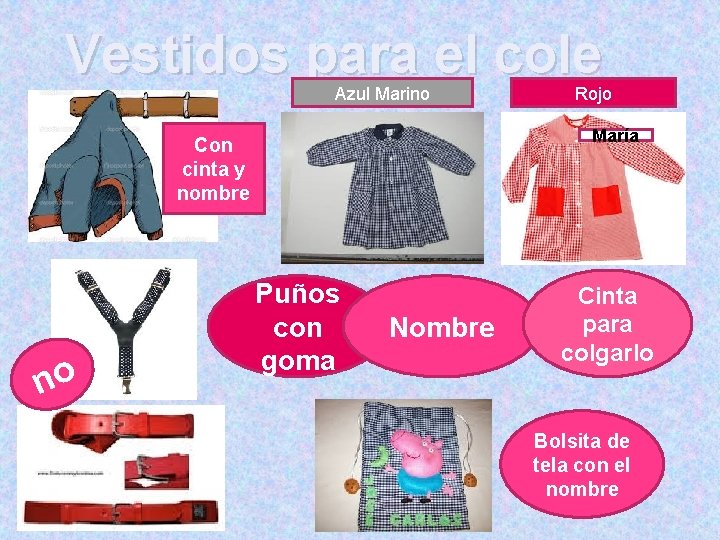 Vestidos para el cole Azul Marino María Con cinta y nombre no Rojo Puños