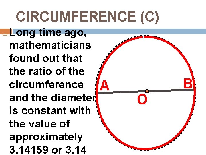 CIRCUMFERENCE (C) Long time ago, mathematicians found out that the ratio of the circumference