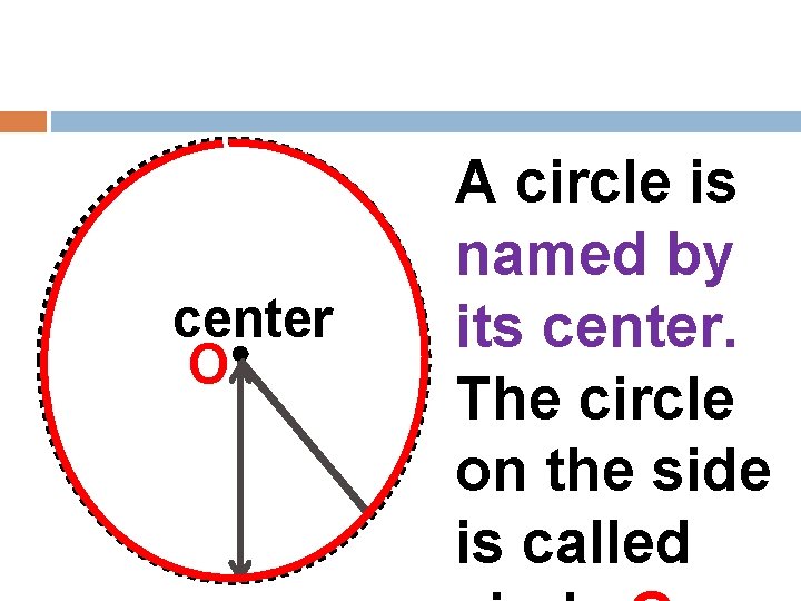 center O A circle is named by its center. The circle on the side