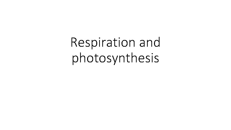 Respiration and photosynthesis 