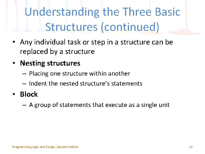 Understanding the Three Basic Structures (continued) • Any individual task or step in a