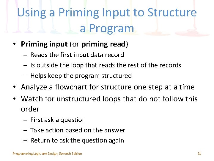 Using a Priming Input to Structure a Program • Priming input (or priming read)