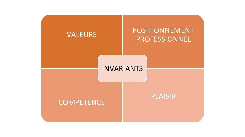 POSITIONNEMENT PROFESSIONNEL VALEURS INVARIANTS COMPETENCE PLAISIR 