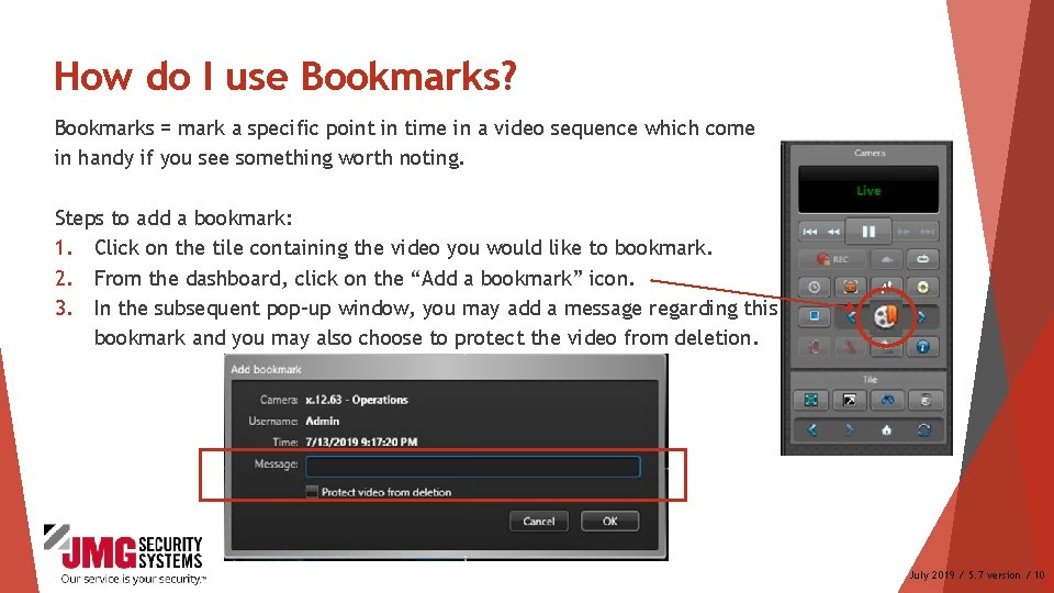 How do I use Bookmarks? Bookmarks = mark a specific point in time in How do I use Bookmarks? Bookmarks = mark a specific point in time in