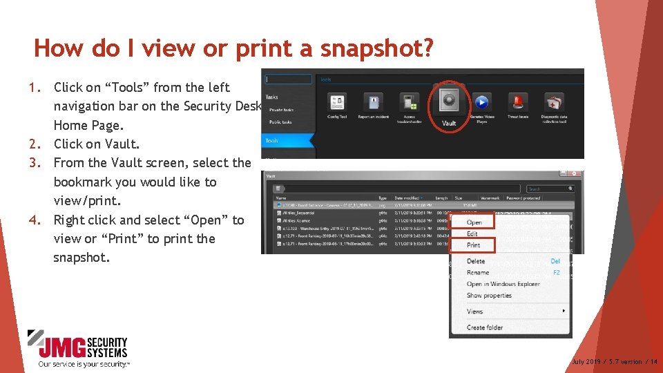 How do I view or print a snapshot? 1. Click on “Tools” from the How do I view or print a snapshot? 1. Click on “Tools” from the
