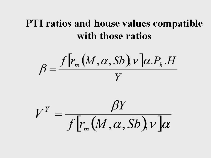 PTI ratios and house values compatible with those ratios 