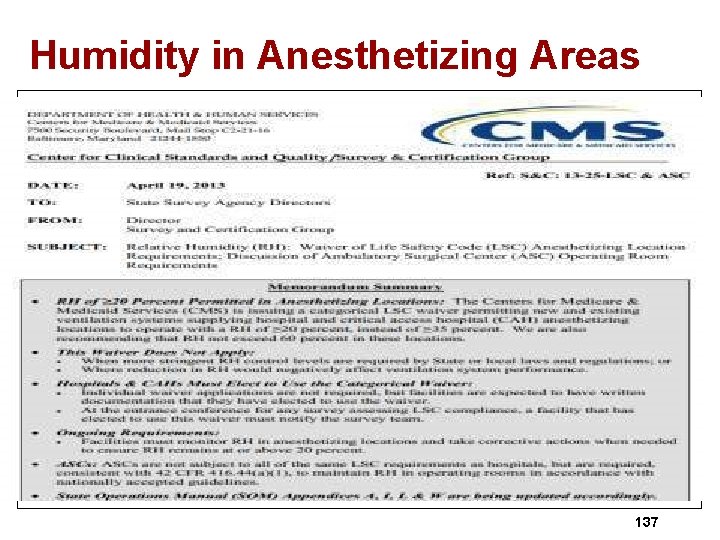 Humidity in Anesthetizing Areas 137 