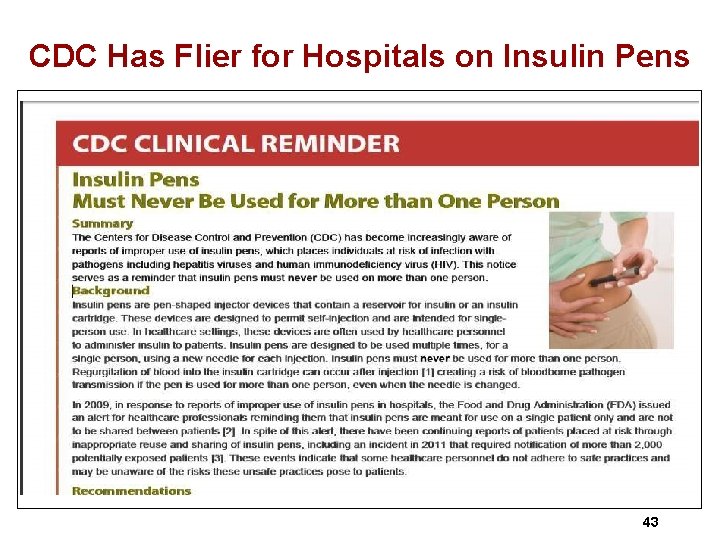 CDC Has Flier for Hospitals on Insulin Pens 43 