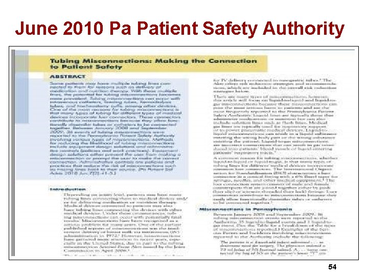 June 2010 Pa Patient Safety Authority 54 