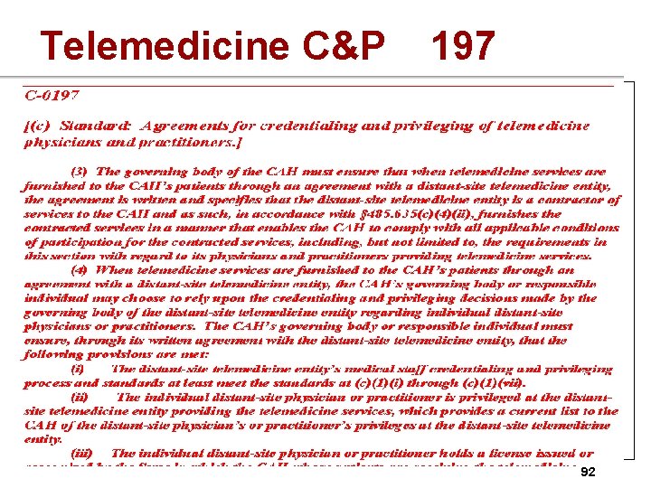 Telemedicine C&P 197 92 