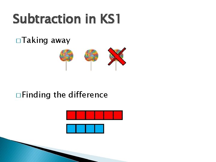 Subtraction in KS 1 � Taking � Finding away the difference 