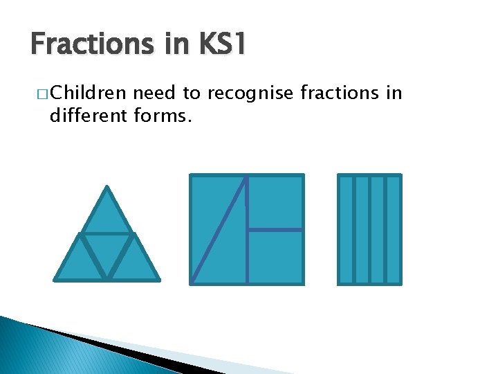 Fractions in KS 1 � Children need to recognise fractions in different forms. 