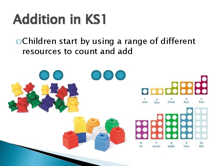 Addition in KS 1 � Children start by using a range of different resources