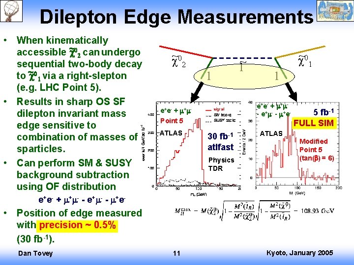 Dilepton Edge Measurements • When kinematically accessible ~ 02 can undergo sequential two-body decay