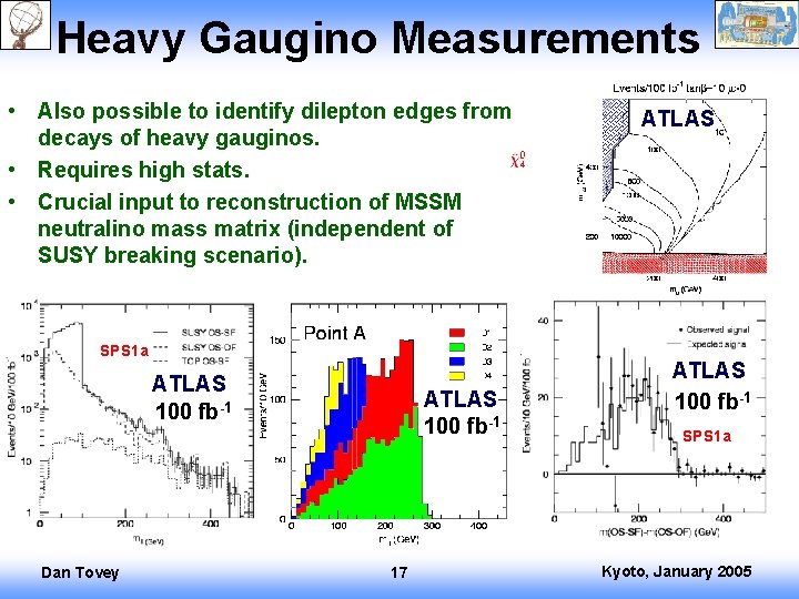 Heavy Gaugino Measurements • Also possible to identify dilepton edges from decays of heavy