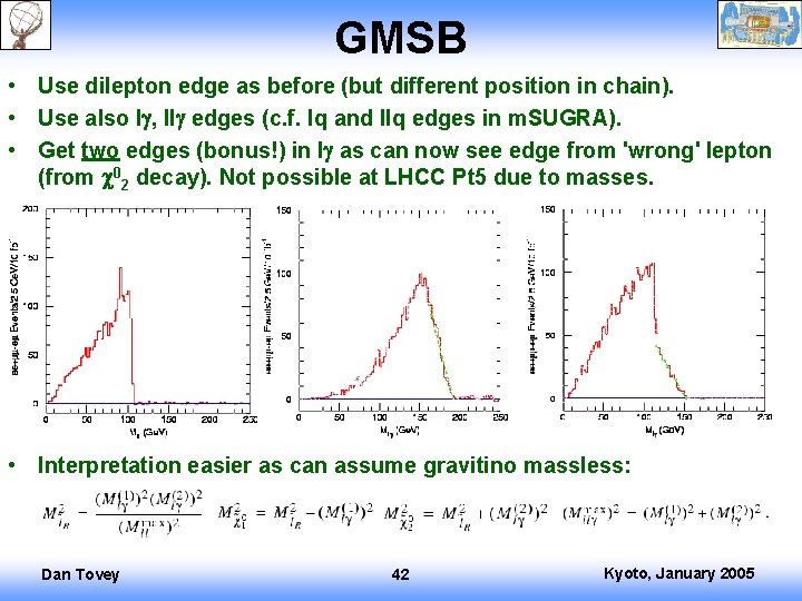 GMSB • Use dilepton edge as before (but different position in chain). • Use