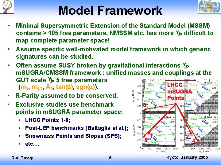 Model Framework • Minimal Supersymmetric Extension of the Standard Model (MSSM) contains > 105