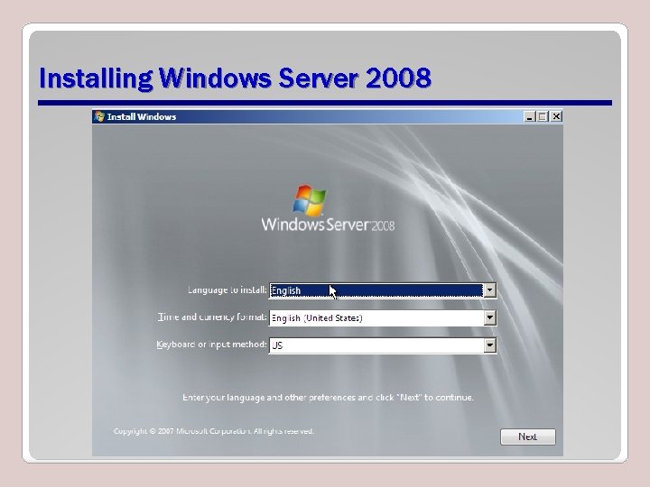 Installing Windows Server 2008 