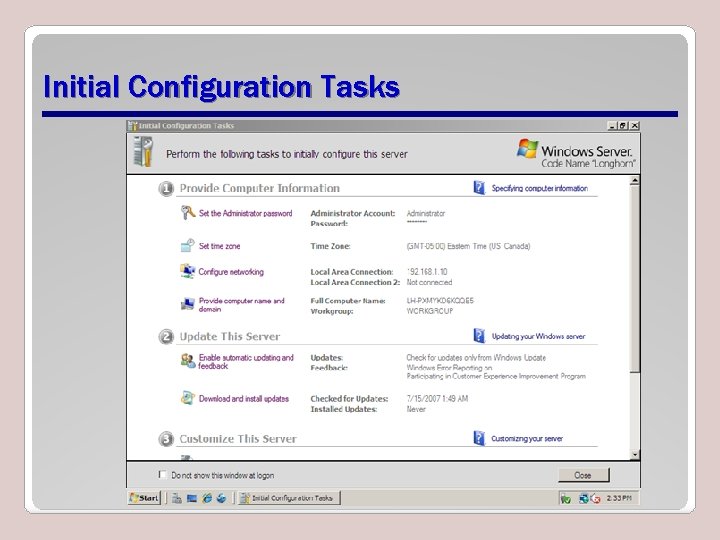 Initial Configuration Tasks 