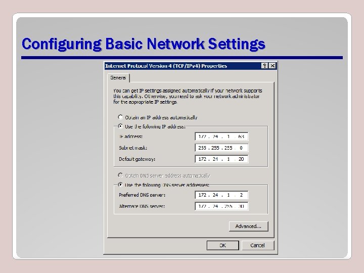 Configuring Basic Network Settings 