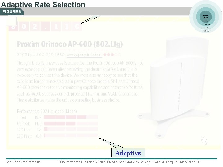 802. 11 g Adaptive Sep-03 ©Cisco Systems CCNA Semester 1 Version 3 Comp 11