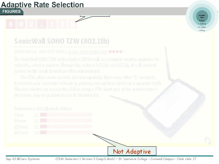 802. 11 b Not Adaptive Sep-03 ©Cisco Systems CCNA Semester 1 Version 3 Comp