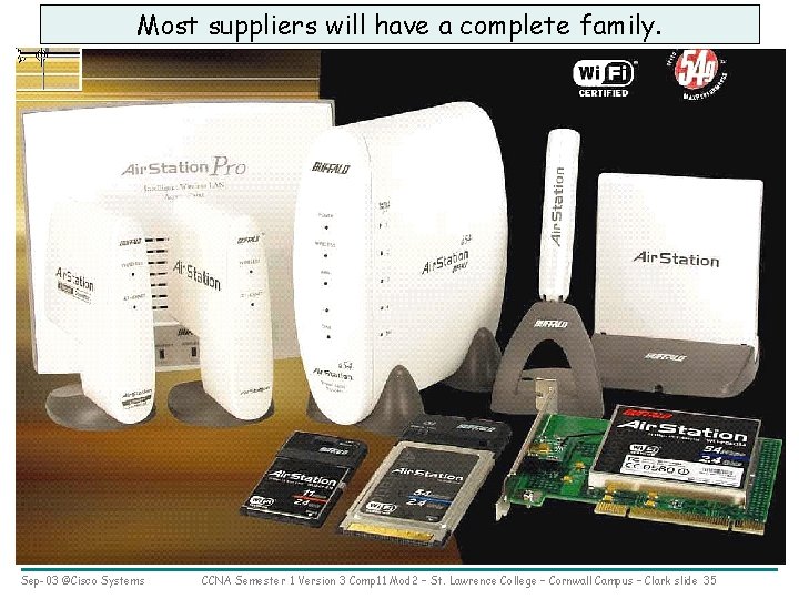 Most suppliers will have a complete family. Sep-03 ©Cisco Systems CCNA Semester 1 Version