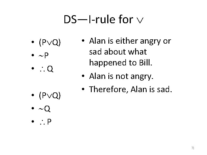 DS—I-rule for • (P Q) • P • Q • (P Q) • Q