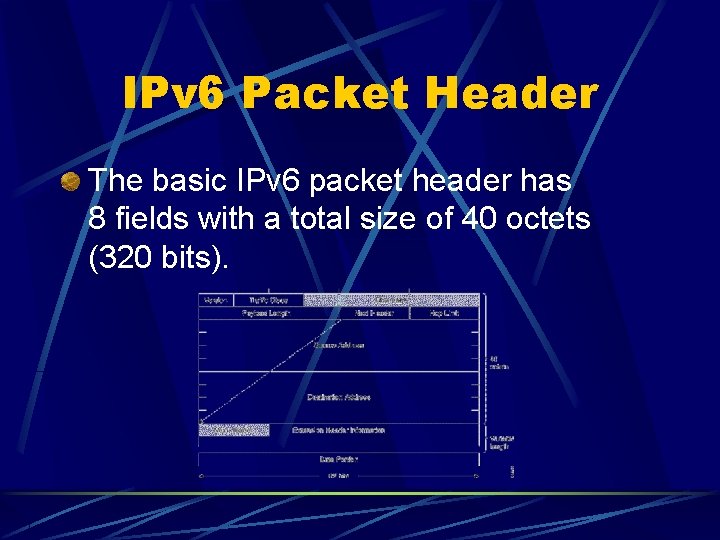 IPv 6 Packet Header The basic IPv 6 packet header has 8 fields with