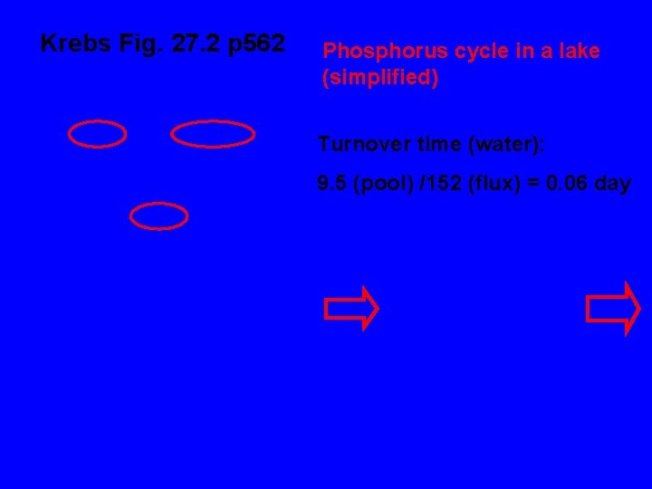 Krebs Fig. 27. 2 p 562 Phosphorus cycle in a lake (simplified) Turnover time