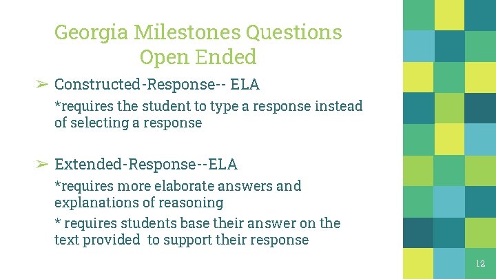 Georgia Milestones Questions Open Ended ➢ Constructed-Response-- ELA *requires the student to type a Georgia Milestones Questions Open Ended ➢ Constructed-Response-- ELA *requires the student to type a