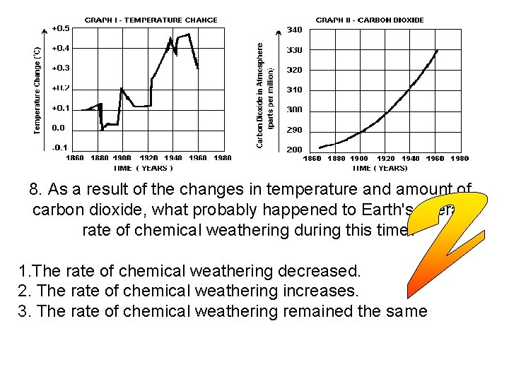 8. As a result of the changes in temperature and amount of carbon dioxide,