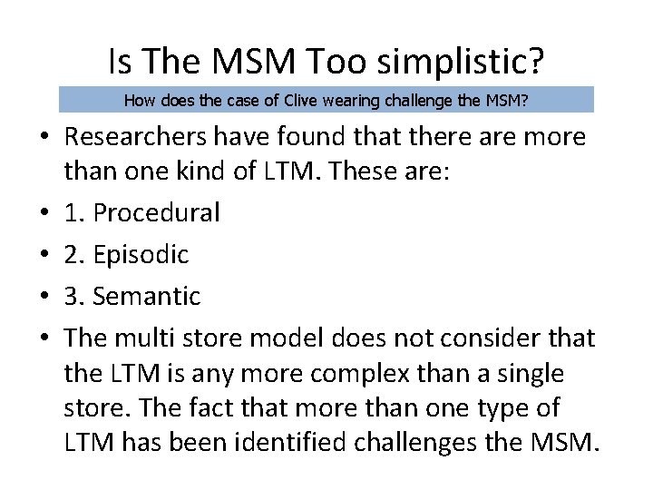 Is The MSM Too simplistic? How does the case of Clive wearing challenge the