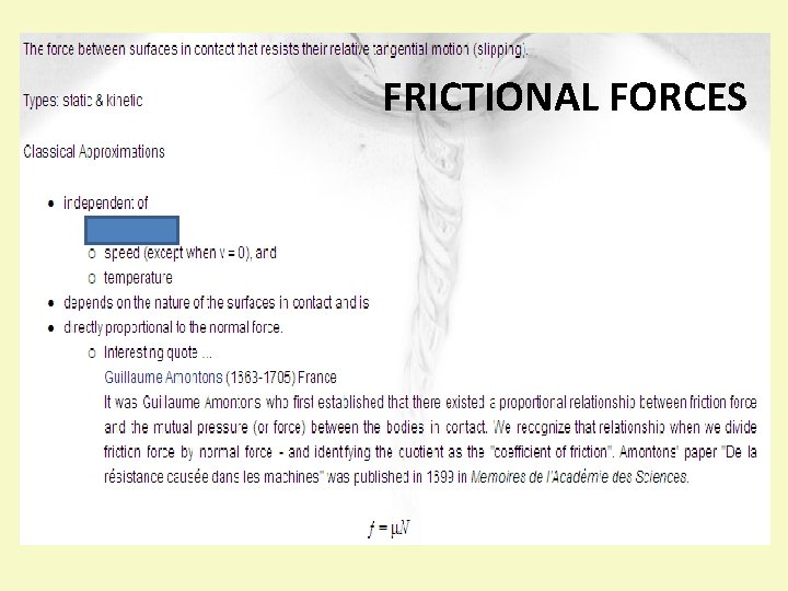 FRICTIONAL FORCES FRICTIO 