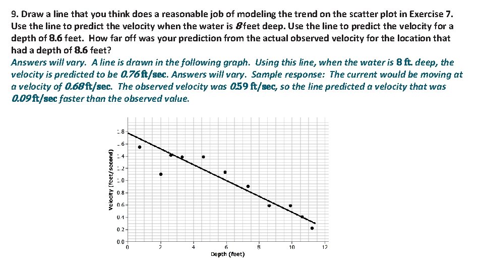 9. Draw a line that you think does a reasonable job of modeling the 9. Draw a line that you think does a reasonable job of modeling the