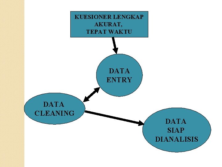 KUESIONER LENGKAP AKURAT, TEPAT WAKTU DATA ENTRY DATA CLEANING DATA SIAP DIANALISIS 