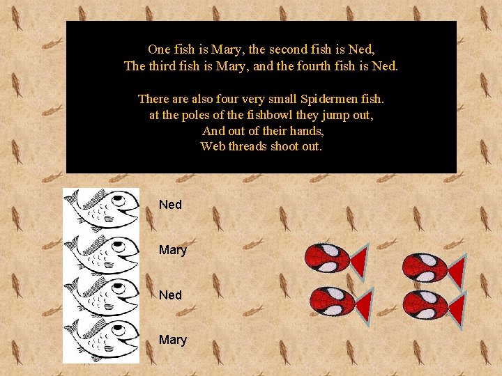 One fish is Mary, the second fish is Ned, The third fish is Mary,