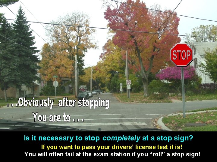 Is it necessary to stop completely at a stop sign? If you want to