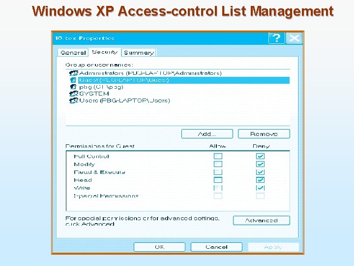 Windows XP Access-control List Management 