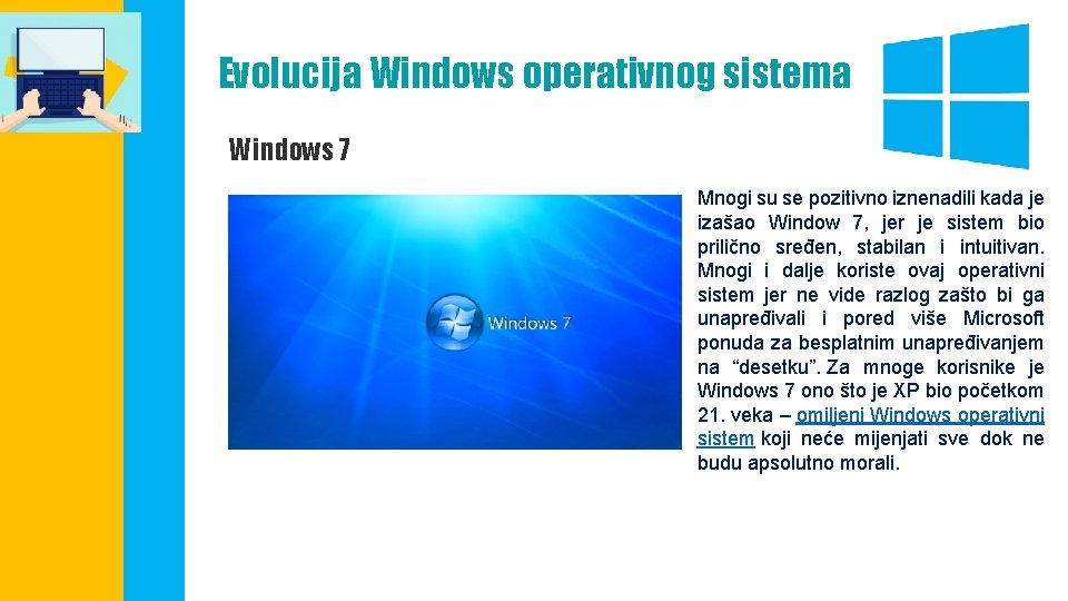 Evolucija Windows operativnog sistema Windows 7 Mnogi su se pozitivno iznenadili kada je izašao