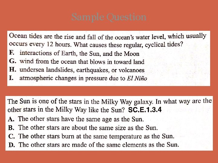 Sample Question Sample Question