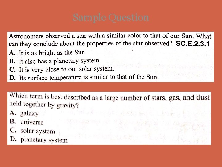 Sample Question Sample Question