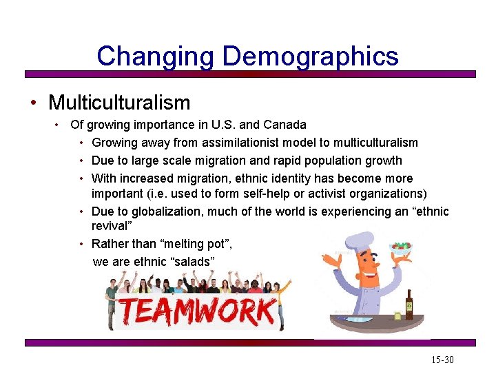 Changing Demographics • Multiculturalism • Of growing importance in U. S. and Canada •