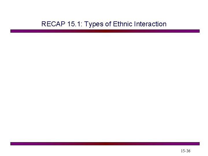 RECAP 15. 1: Types of Ethnic Interaction 15 -36 