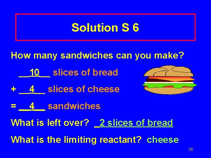 Solution S 6 How many sandwiches can you make? __10__ slices of bread +